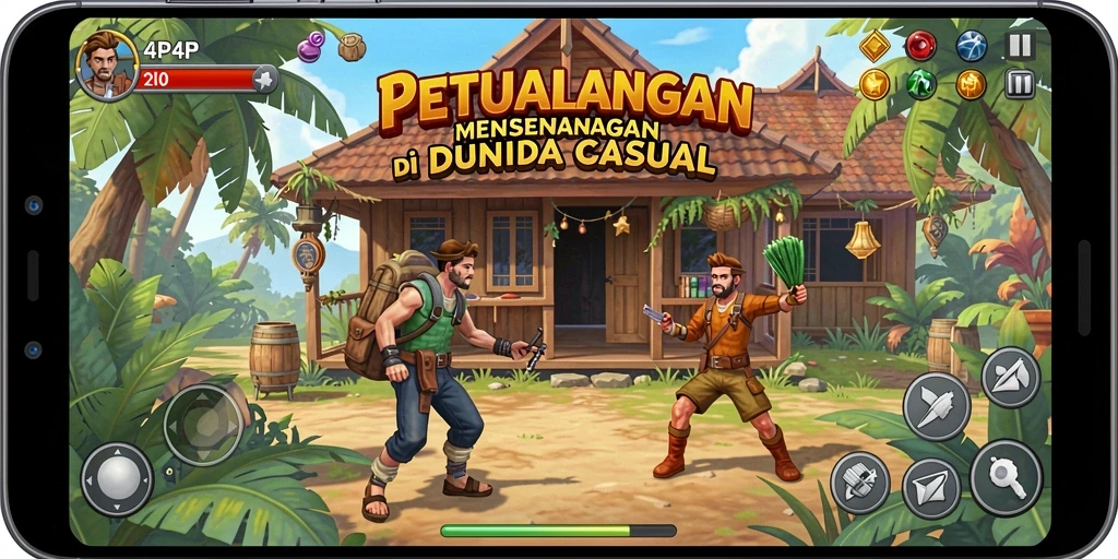 Gameplay menyenangkan di 4P4P dengan karakter lucu dan warna-warni.