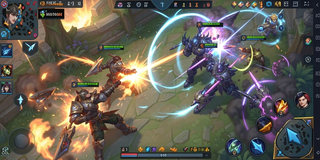Tampilan gameplay F32 yang menampilkan aksi pertempuran MOBA yang seru.
