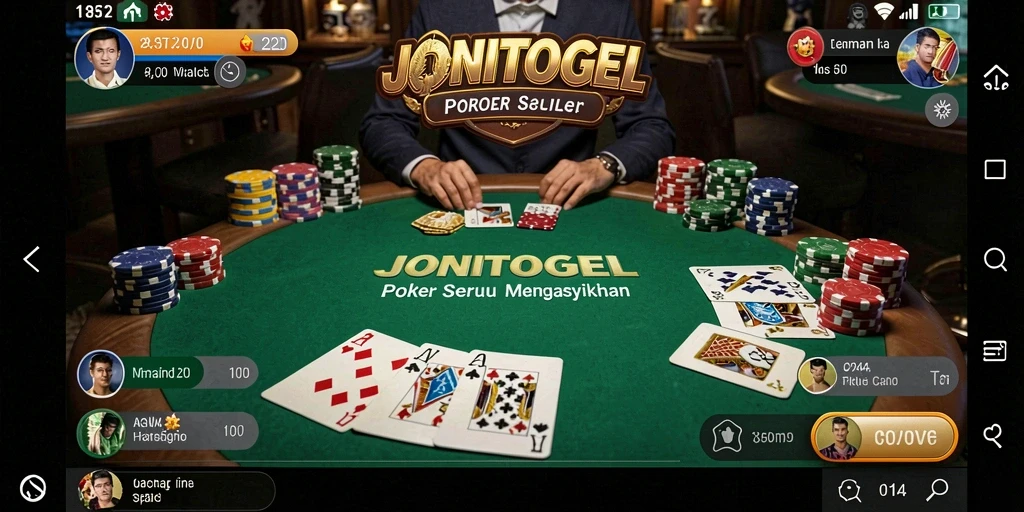 Tampilan gameplay menarik di JONITOGEL dengan fitur Poker yang mengesankan.