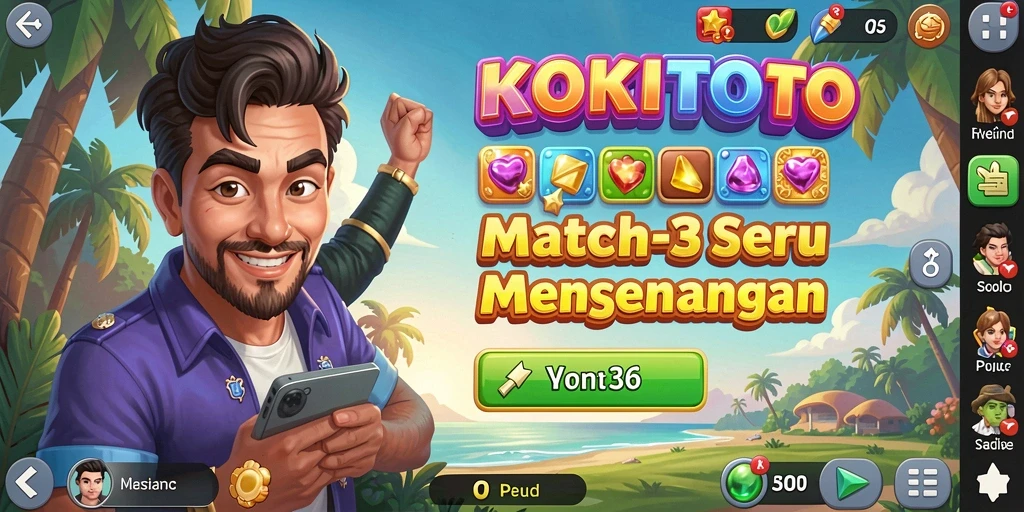 Tampilan gameplay KOKITOTO yang menampilkan elemen Match-3.