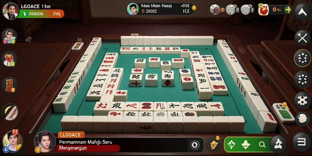 Screenshot gameplay LGOACE dengan desain grafis Mahjong yang menarik.