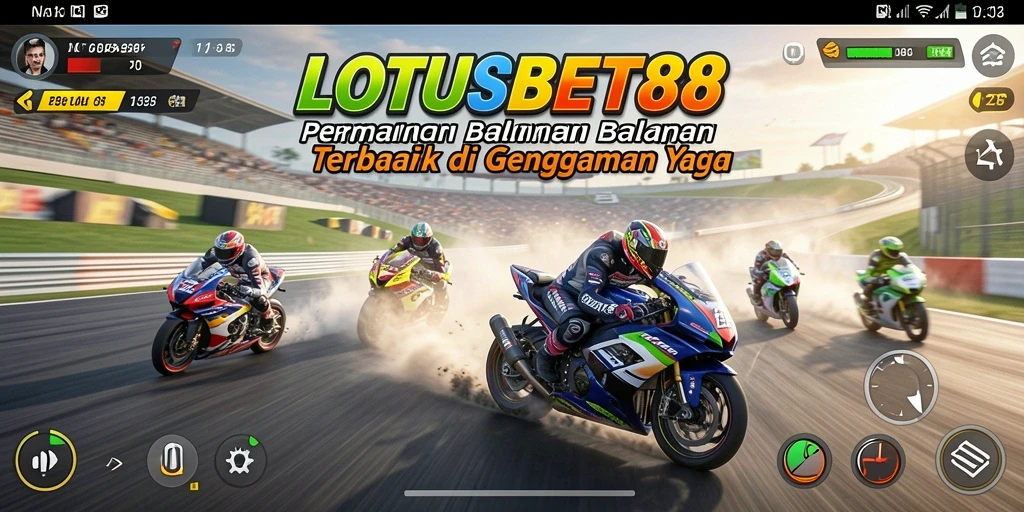 Tangkapan layar permainan LOTUSBET88 menampilkan aksi balapan yang mendebarkan.