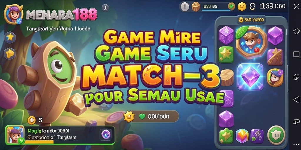 Tampilan gameplay MENARA188 saat mencocokkan permata.