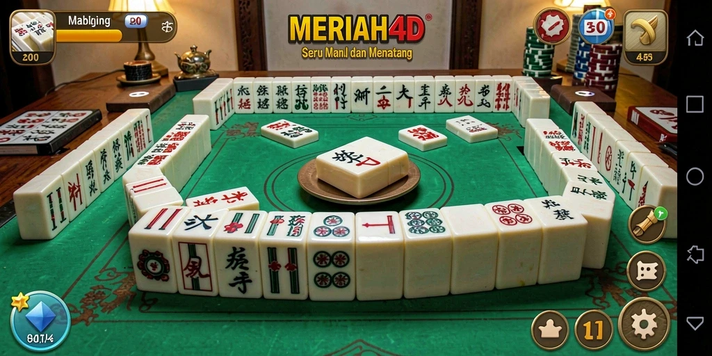 Tampilan gameplay seru dari MERIAH4D yang menampilkan Mahjong.