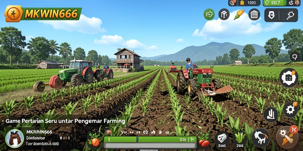 Screenshot gameplay MKWIN666 dengan aktivitas bertani yang seru.