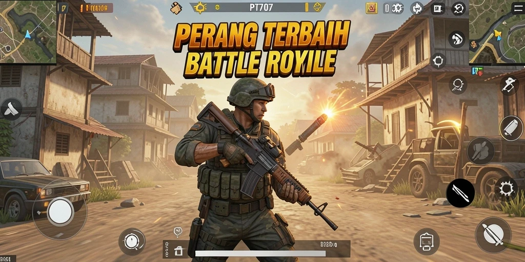 Gameplay mendebarkan di arena Battle Royale PT707.