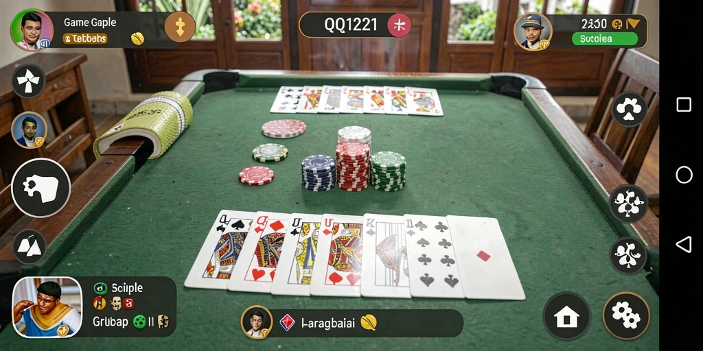 Tampilan gameplay yang seru di QQ1221 dengan permainan Gaple.