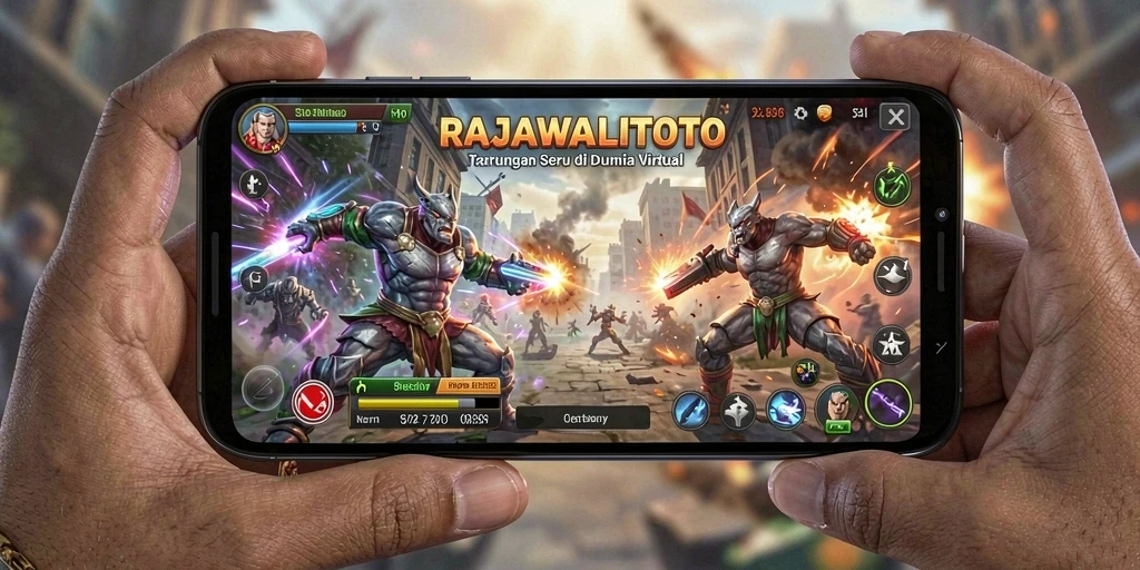 Screenshot gameplay RAJAWALITOTO menampilkan aksi pertarungan yang intens.