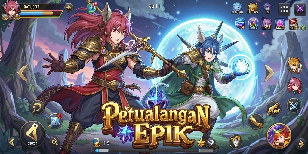 Tampilan menakjubkan dari gameplay RATU303 dengan karakter Anime keren.