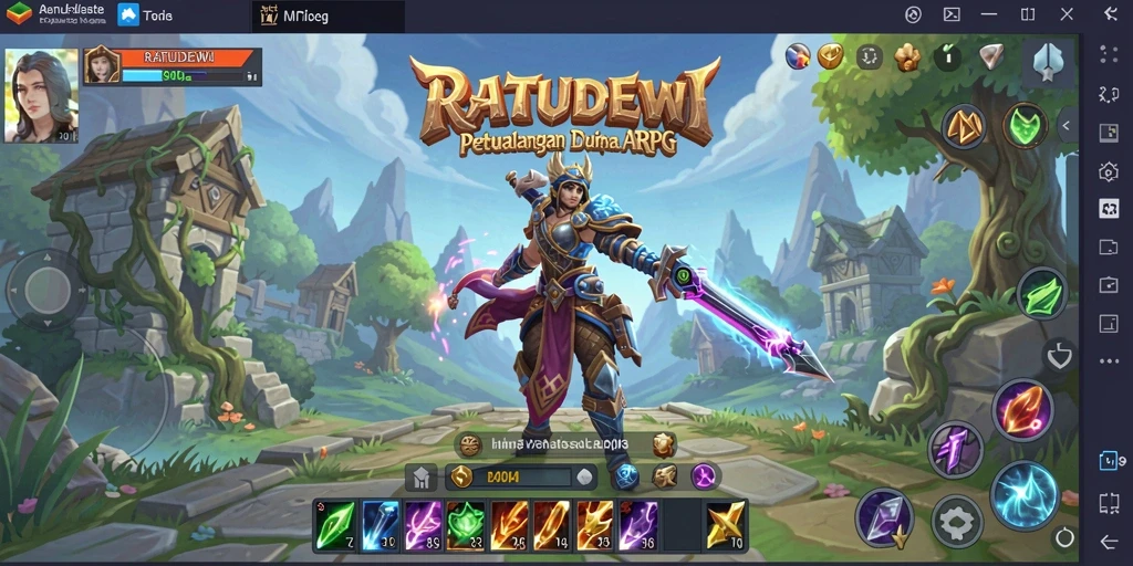 Tampilan gameplay yang menegangkan dari RATUDEWI di dunia ARPG.