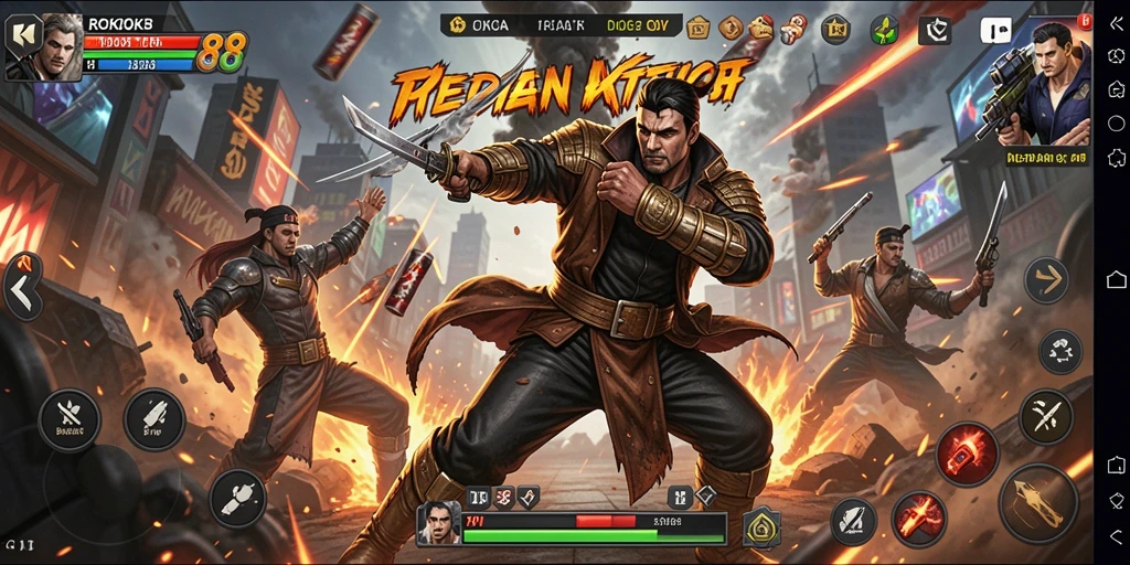 Tangkapan layar gameplay ROKOK88 menunjukkan aksi pertarungan yang seru.