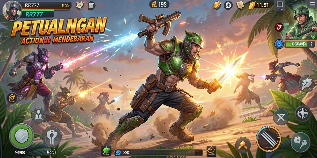 Tampilan gameplay mendebarkan dan penuh aksi dari RR777.